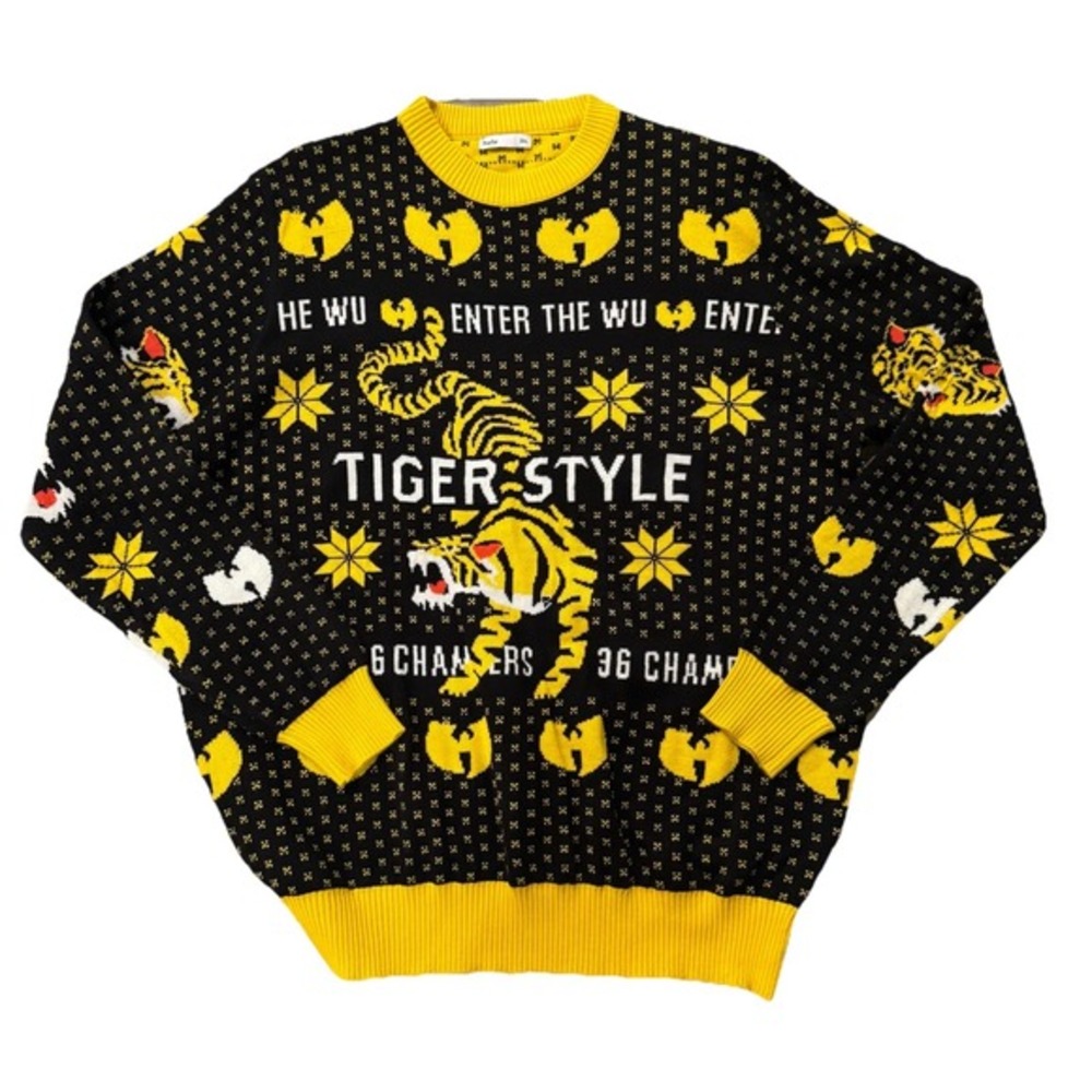 Wu-Tang Clan Tiger Style Ugly Sweater Hulu Black Yellow Mens 2XL 36 Chambers‎